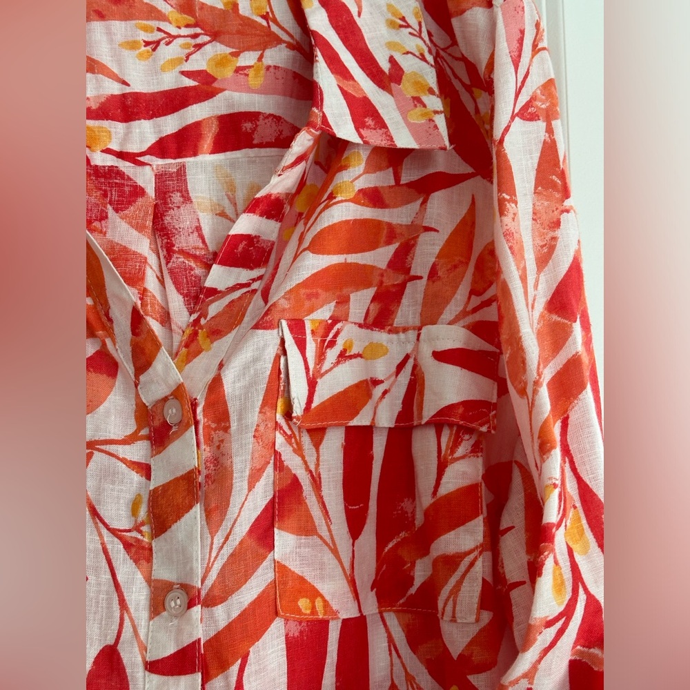 Emily Daniels Top Palms Print ButtonDown Blouse Colorful Size XL NEW WITHOUT TAG - Picture 6 of 8